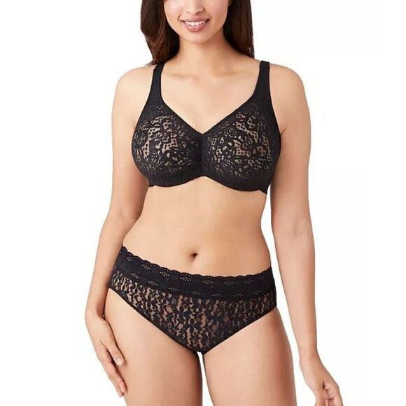 Wacoal NWT Halo Lace Full Figure Underwire Bra Black sz 32D - Picture 3 of 5
